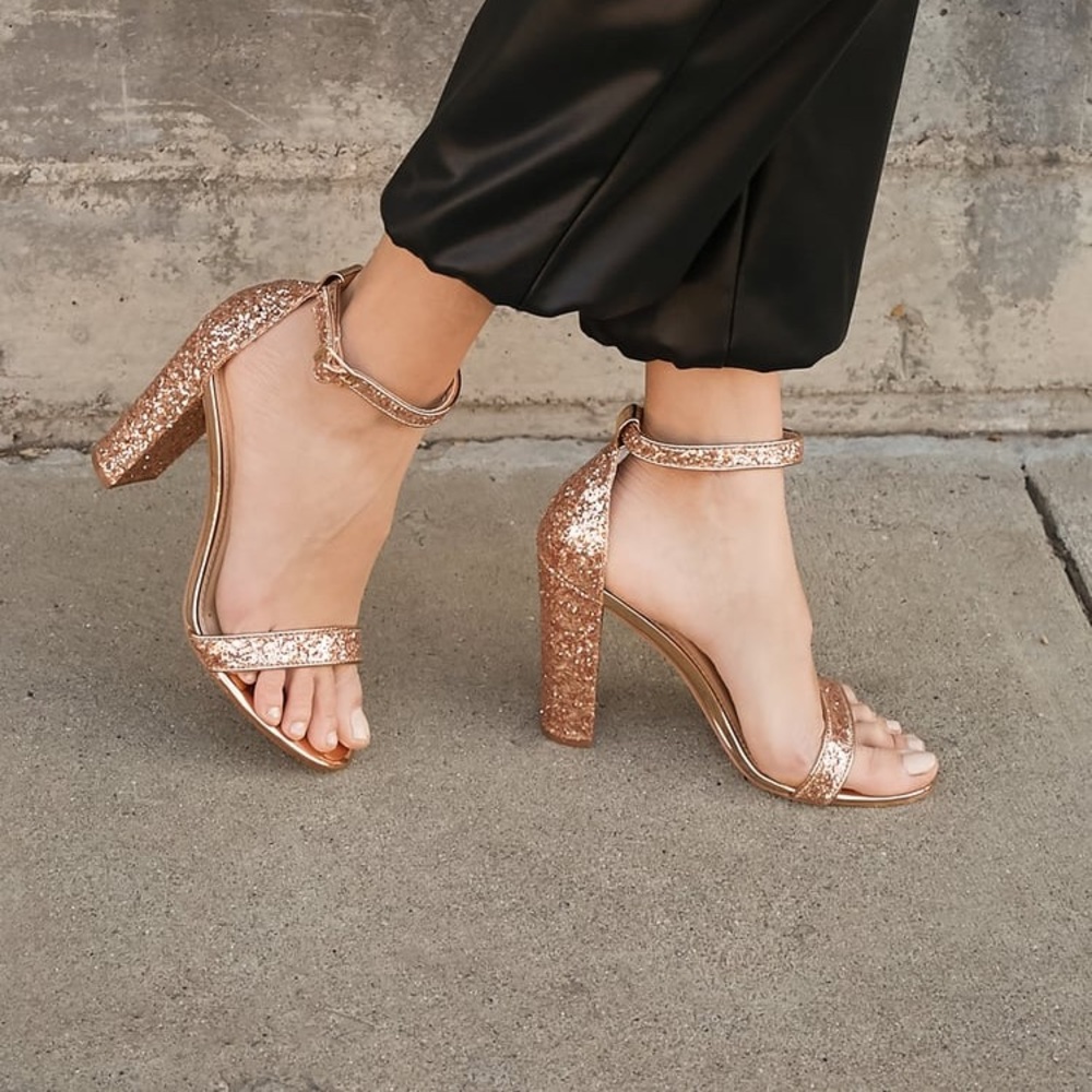 Rose Gold Ankle Strap Heels